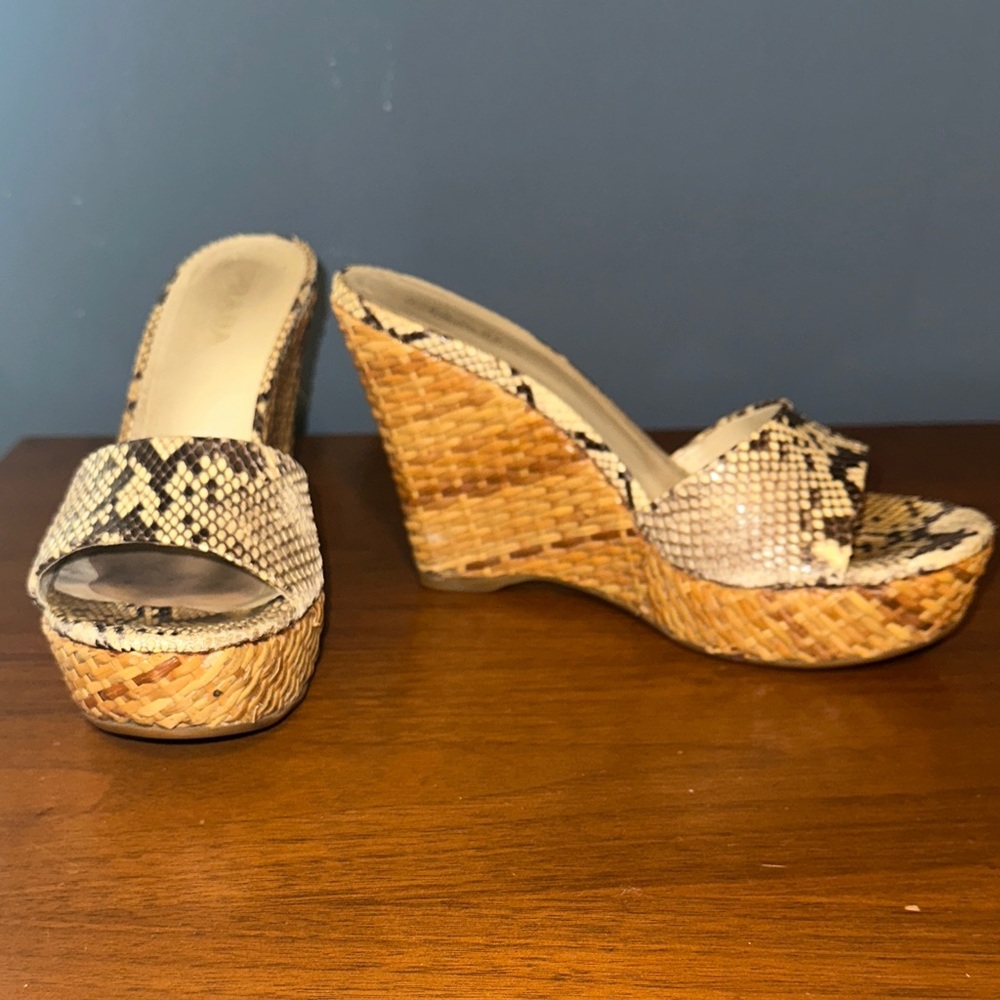 Prada Snakeskin Wedge Sandals